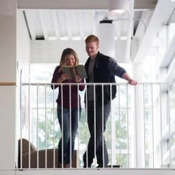 Two students on balcony